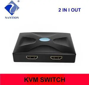 2x1 Hdmi-compatible KVM Switch 4K 2 Port USB KVM Switch 2 PC 1 Monitor KVM Switch Keyboard Mouse Share Support 4Kx2K 3D 1080P