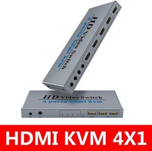 WIISTAR HDMI KVM Switcher 4K 4 in 1 out KVM Switcher Keyboard Mouse USB Shared Display Synchronization Controller USB KVM Switch