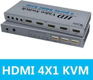4K Switch KVM HDMI 4 Input 1 Output Switcher 3-port USB HDMI KVM Switch 4X1 4kX2K/30HZ HDCP1.2 for PC laptop windows&macs