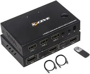 HDMI 2.0 KVM switch With Audio 2 Ports 2 in 1 out Sharing 2 USB Devices Switch Switcher For PC Computer Printer Keyboard Mouse