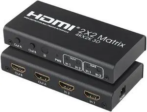 4K 2x2 HDMI Matrix 2 IN 2 OUT HDMI Switch Splitter Dual Display Screen Share Converter 1080p for PS4 STB Camera PC To TV Monitor