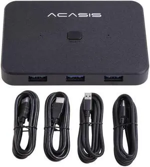 USB 3.0 Switch Selector KVM Switcher Adapter 3 Ports HDMI-compatible Switch Selector for PC Scanner Printer One Button