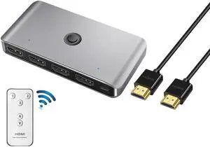 KVM Switch 4K HDMI 3 Ports HDMI 3 In 1 Out with IR Remote Control Sync Output Audio&Video for PS Game Console TV Monitor DVD