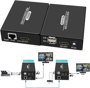 KVM Extender 60M 1080P HDMI-compatible Over cat5e/6 Ethernet RJ45 LAN Cable USB-A Keyboard Mouse KVM Video Extend TX RX Adapter