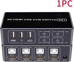 4K KVM Switcher Universal Stable Professional Aluminum Alloy Computer With Indicate Light 4 Port USB For Mouse Keyboard Hub