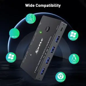 8K Dual-port DP USB KVM 2x1 Displayport KVM Switch 4K@144hz 2-port USB KVM 8K Displayport 1.4 Switch KVM mouse&keyboad supported
