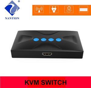 4-Port Hdmi-compatible USB KVM 4K Switch Splitter For Shared Monitor Keyboard Mouse Adaptive EDID / HDCP Printer Plug And Play