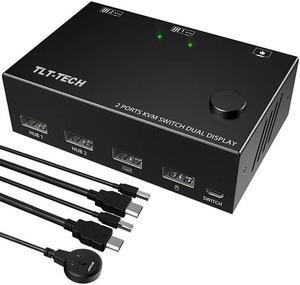 2 pc 2 monitors Kvm Switch Dual Monitor KVM HDMI-compatible Display Support 4K USB2.0 Switch Kvm For Computer