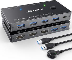 KVM8201 8K60HZ /4K120HZ HDMI KVM 2 port USB3.0 flash disk printer switch two computers share one set of equipment USB swtich-G