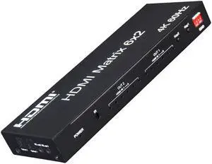4K 60hz 6x2 HDMI Matrix 6 IN 2 OUT HDMI Splitter Switch Audio Video Converter 1080p EDID Audio Extractor PC To TV Dual Monitor