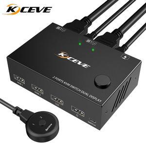 KCEVE KC-KVM202 HD KVM Switcher Dual Display Switcher up to 3840*2160@30Hz Video Resolution Plug and Play Wide Compatibility