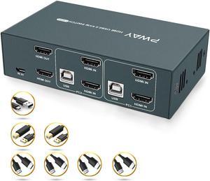 PWAY KVM Switch HDMI 2 In 2 Out Support Resolution 4K@30Hz Four USB2.0 Keyboard And Mouse Printer Switch For PC Laptop S7201H2
