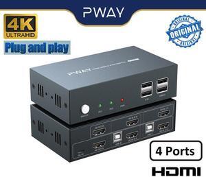 PWAY HDMI KVM Switch 2x2 Support Up To 4K@30Hz Video Two Group Splitter 4 USB2.0 Switch Keyboard Mouse Printer For PC Laptop