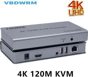 4K 120M HDMI KVM Extender over Cat5e/6 cable HDMI USB Ethernet Extender Transmit with Loop out IR Control Support Mouse Keyboard