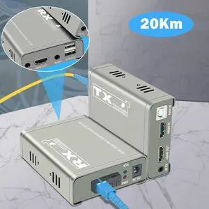 20Km HDMI Fiber Optic KVM Extender via SC Fiber cable 1080P HDMI USB Fiber Optical Extender Transmit Support USB Keyboard Mouse(AU Plug)