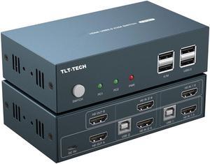 2 Port USB2.0 HDMI-compatible kvm switch dual monitor KVM switch for Unix /Windows /Debian /Ubuntu /Fedora /Mac OS X /Raspbian
