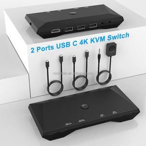 2 PCs Share One Monitor Data And Video Full Function Dual USB-C KVM Switch Single 4K 60Hz HDMI 2.0 for Laptop