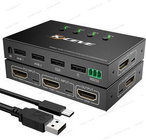 KC-401CR 4input-1output HDMI kvm USB2.0 2hosts, 1monitor, 1set of keyboard and mouse USB3.0 60hz 4k RS232
