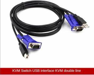 1.5m USB 2.0 Type A To B KVM VGA Switch USB Cable 4Pin + Standard VGA SVGA 15pin PC Laptop Printer Monitor Converter Adapter