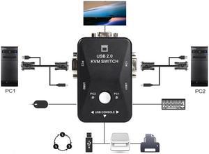 USB KVM Switcher 2 Port VGA SVGA D-Sub Switch Box USB 2.0 KVM Mouse Keyboard Vga Splitter Box Sharing Converter for Monitor PC