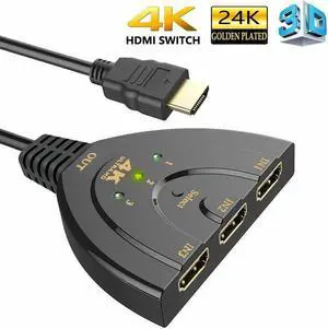 3 Port 4K HDMI 2.0 Cable Auto Splitter Switch Switcher 3x1 Adapter HUB 3D 3 to 1 For Monitor PS4 XBox PS5