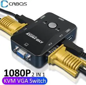 USB2.0 KVM Switch VGA Cable Splitter Box HD 2 Ports KVM VGA Adapter Conterver USB2.0 Printer Switcher For Keyboard Mouse Monitor