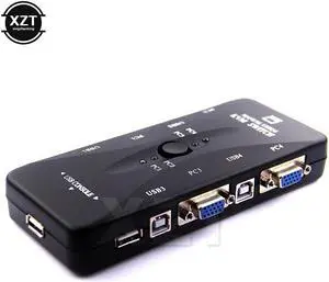 High Quality 4 Ports USB2.0 KVM Switch Selector VGA Print Auto Switch Monitor Box VGA Splitter KVM Switch