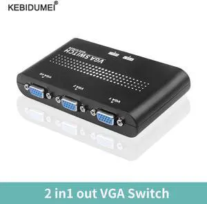 2 In 1 Out VGA Splitter Switch Manual Sharing Selector Switch Switcher Box 2 Ports VGA Selector Box for PC Monitor Accessories