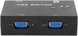 VGA Splitter Computer Accessory 2-In-1-Out 2 Port Switcher HD Display Accessories for Host Switch Black