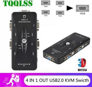 TQQLSS 4 Port USB2.0 KVM Switch Box For Mouse Keyboard Printer Share Switcher 200MHz 1920x1440 VGA Monitor Switch Box Adapter