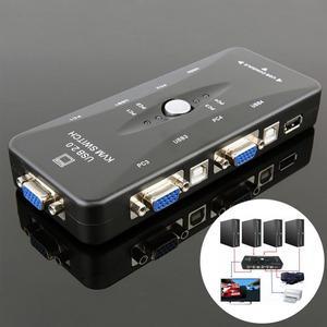 Ingelon 4 port kvm switch USB 2.0 VGA Splitter Printer Mouse Keyboard Pendrive Share Switcher 1920*1440 VGA Switch Box Adapter