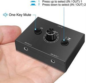 3.5mm Stereo Audio Switch 2*1/1*2 kvm switch Bi-Directional Switcher Mute Button support computer monitor Power Splitter tv box