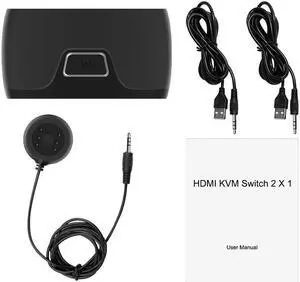 KVM Switch HDMI-compatible 2 Port Box USB for Shared Monitor Keyboard And Mouse Adaptive EDID / HDCP Printer Plug and Play