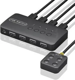 KVM Switch USB Switch Shared Controller Adapter 4 Inputs 4 Outputs For Laptop Computer Printer Keyboard Mouse Monitor