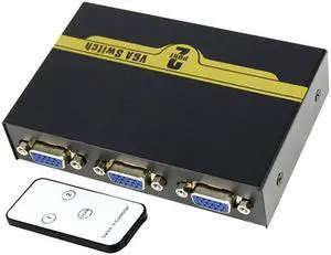 2 Port VGA Switch Splitter 2 In 1 Out Video Computer Host Monitor Converter Shared Remote Control Switcher