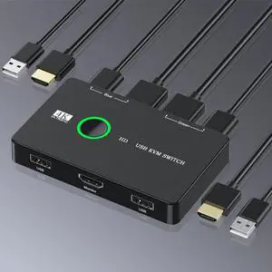 Video Switcher Keyboard Mouse Printer KVM Shared Controller Plug and Play USB KVM Selector Display Equipment for 2 PC Sharing