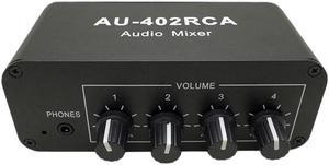 Multi-Source RCA Mixer Stereo Audio Reverberator Audio Switch Switcher 4 Input 2 Output Driver Headphone Volume Control