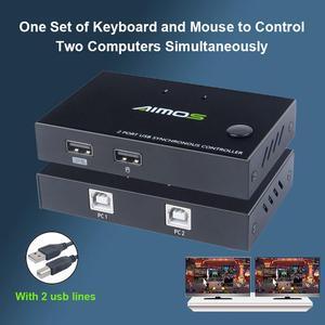 2 Ports USB 2.0 KVM Switcher Splitter Box for 2 PC Sharing Printer Keyboard Mouse USB PC Switch Box Video Display