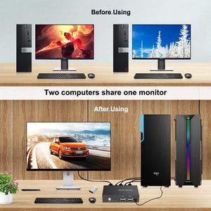2 Computer Share one Monitor one Keyboard  Mouse USB KVM Switch HDMI Splitter Support 4K@60Hz 2 In 1 Out  For PC Macbook Laptop