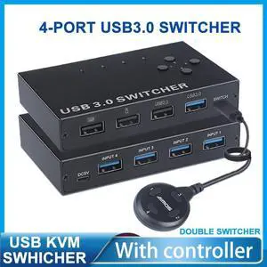 4-Port USB3.0 Sharer Switch USB KVM Switcher With controller PC Sharing Splitter for Keyboard Mouse Printer Monitor USB Switcher