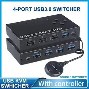 4-Port USB3.0 Sharer Switch USB KVM Switcher With controller PC Sharing Splitter for Keyboard Mouse Printer Monitor USB Switcher