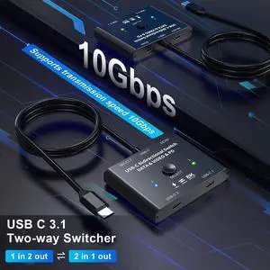 KVM Type C Two-way Switch 1x2/2x1 USB 3.1 Splitter Data Video Switcher 8K @30Hz PD 100W for PC Monitor Mobile Phone Multi-source