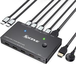 4Port HDMI-Compatible KVM Switch Dual Monitor 4K@60Hz Extended Display USB KVM Switcher 2 Computer Share Keyboard Mouse Monitor