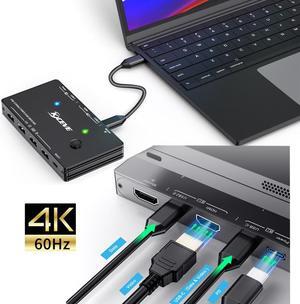 Control 2 Computer to Share Keyboard Mouse Monitor 2 In 1 Out Plug and Play USB-C/HDMI  KVM switcher USB Hub 4k@60Hz game Switch