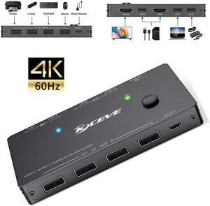 2 In 1 Out 4k@60Hz USB-C/HDMI  KVM switcher Game switch Plug and Play Control 2 Computer to Share Keyboard Mouse Monitor USB Hub