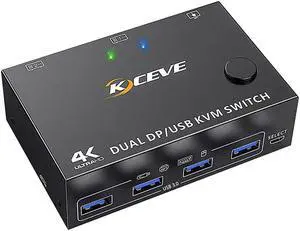 DisplayPort 1.4 KVM Switch Dual Monitor USB Switcher Controls Splitter DP Extended Display For PC Laptop Sharing Keyboard Mouse
