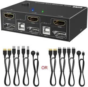 KVM Switch Displayport Box Dual Monitor Switch ESD Protective System KVM Switch