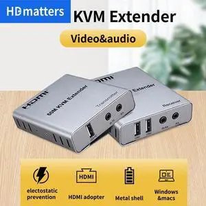 HDMI KVM Extender over Cat6/5e cable HDMI USB KVM extender withe audio exrtaction Up to 60M USB HDMI KVM extender over network