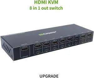 8 Ports HDMI KVM Switcher 8 IN 1 Out HDMI USB Switch Splitter for Sharing Monitor Keyboard Mouse Adaptive EDID/HDCP Decryption