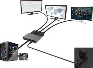 Displayport to 3 Displayport splitter MST Hub Multi Monitor splitter 3 DP Monitor Setup (MSTDP123DP) for computer Display